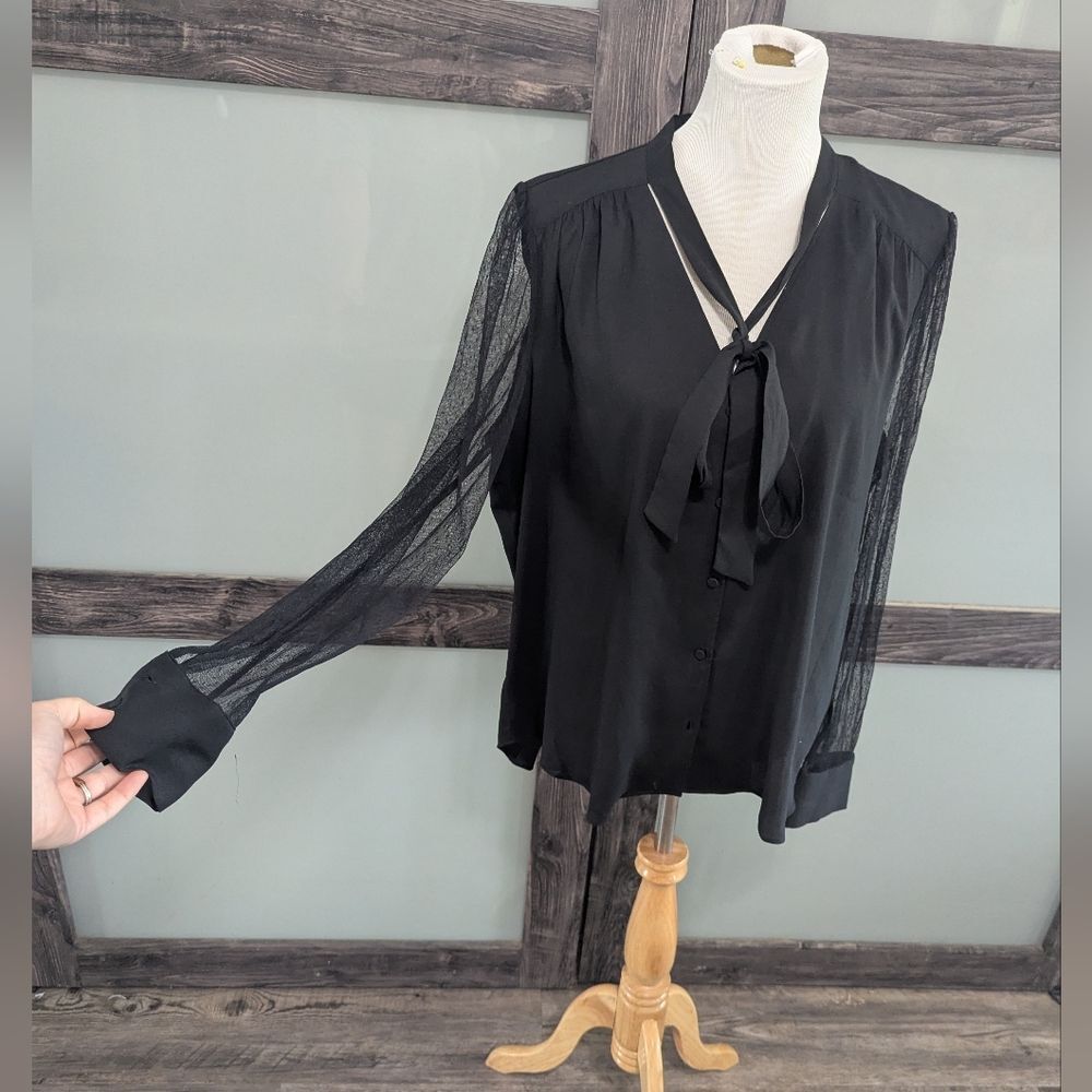 2/30 Ann Taylor Black Mesh sleeve Blouse